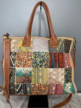 Bohemian Patchwork Tote Bag in Multi-Color